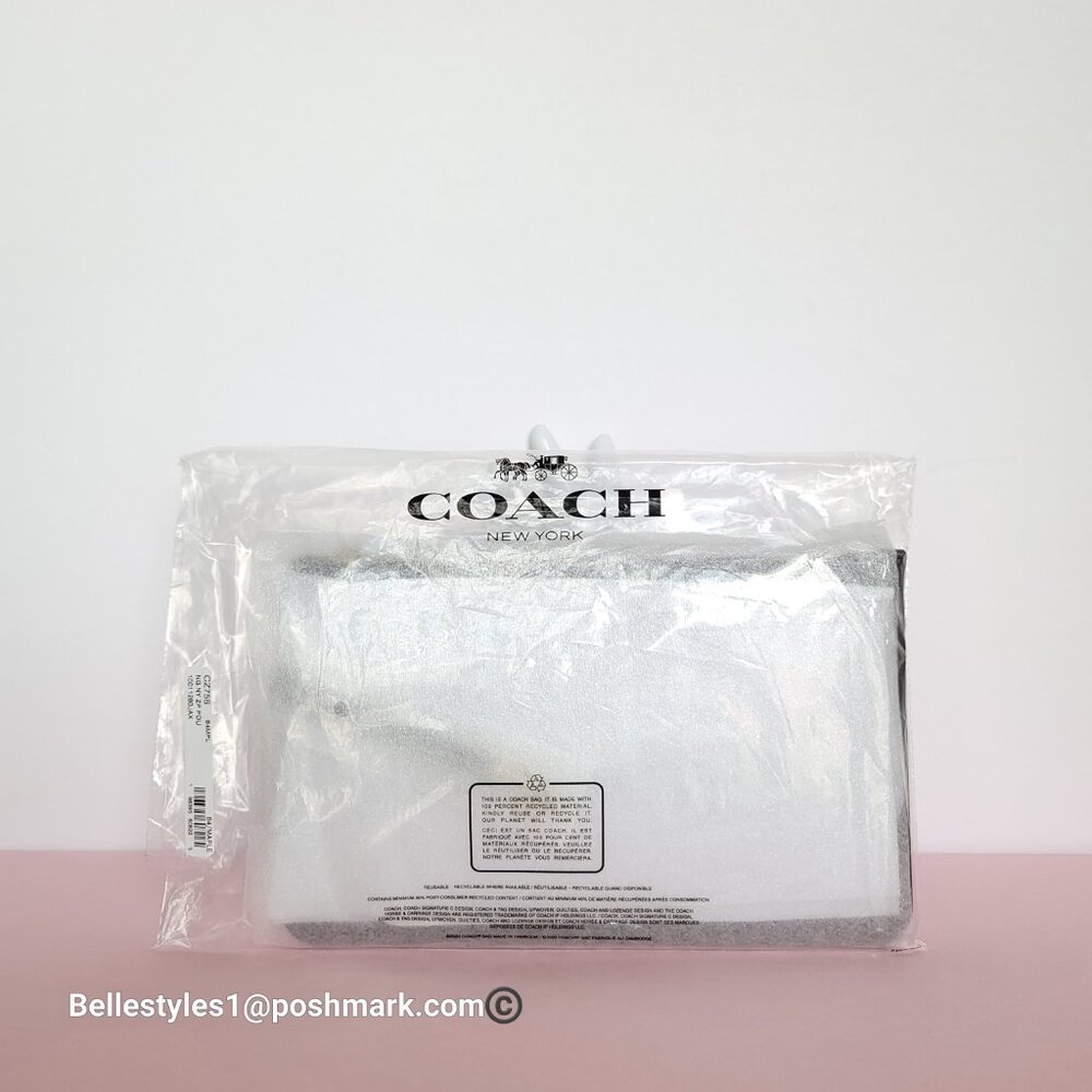 COACH Natural Grain Leather Top-Zip Pouch with Dog-clip Leash- Maple color⭐ - Picture 16 of 16